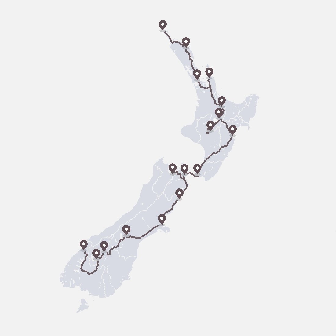 Custom New Zealand road trip map poster