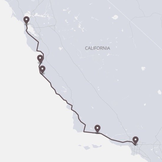 Custom Pacific Coast Highway road trip map poster